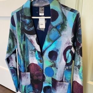 Simply Art by Dolcezza sz S blazer jacket mid-length multicolour blues
